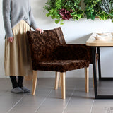 椅子 イス ダイニング | JOY 1P Mサイズ 左肘ナチュラル脚 モケットミカエル柄