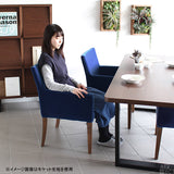 椅子 ダイニングチェア カフェ風 | JOY 1P Mサイズ 右肘ブラウン脚 モケットミカエル柄