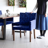 椅子 イス ダイニング | JOY 1P Mサイズ 左肘ブラウン脚 モケットミカエル柄