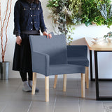 椅子 ダイニングチェア おしゃれ | JOY 1P Mサイズ 右肘 ナチュラル脚 デニム