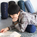 インテリアクッション 筒形 枕 | interior cushion bolster front hook 18R×40 中綿付き デニム生地