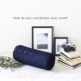インテリアクッション 筒形 枕 | interior cushion bolster front hook 18R×40 中綿付き デニム生地