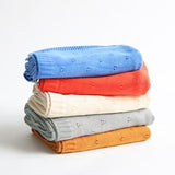 ニットブランケット 膝掛け コットン