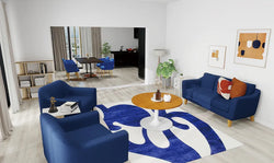 オレンジ×ブルーのコントラストを楽しむ、大人のインテリアのつくり方