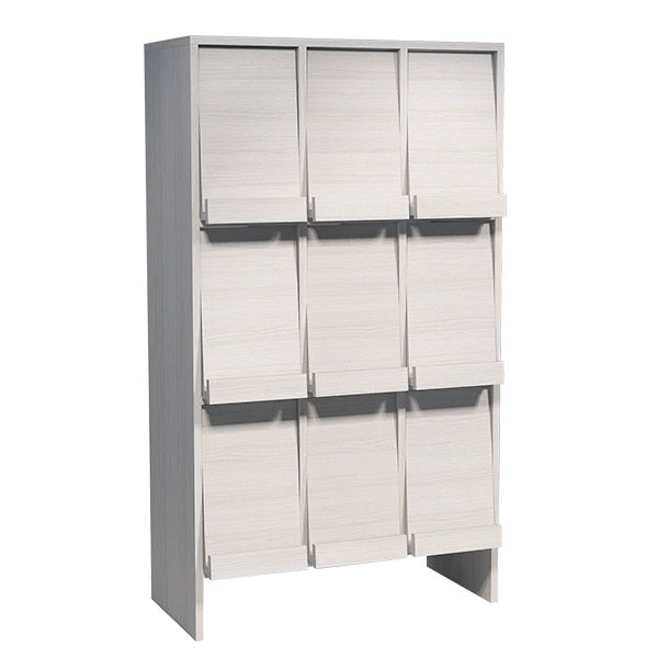 フラップラック 3口 マガジンラック ロータイプ 引き出し付 木目NA