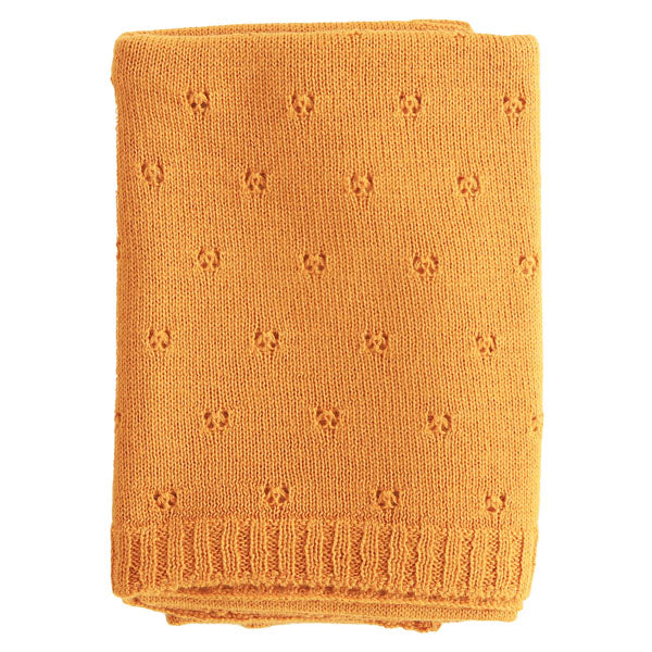 膝掛け ニット ブランケット | moc knit mesh blanket Caramel アイボリー