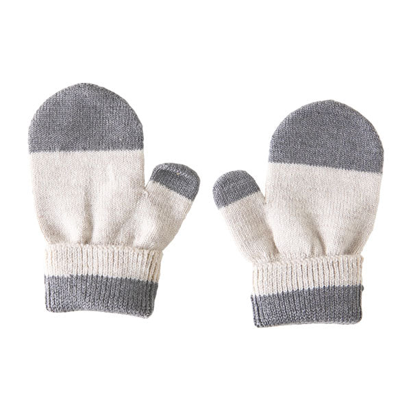 ニット手袋 ミトン ベビー | moc Mitten glove bicolor Biscuit アイボリー×グレー