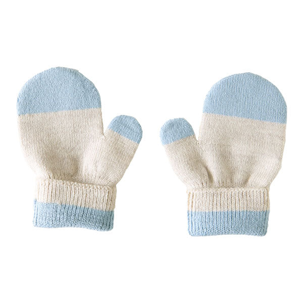 ニット手袋 ミトン ベビー | moc Mitten glove bicolor Biscuit アイボリー×グレー