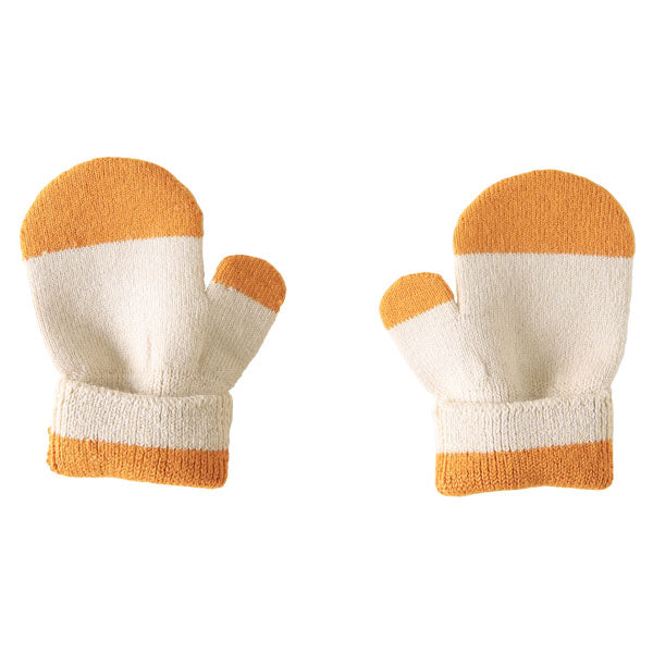 手袋 ニットミトン 防寒 | moc Mitten glove bicolor Caramel アイボリー×グレー