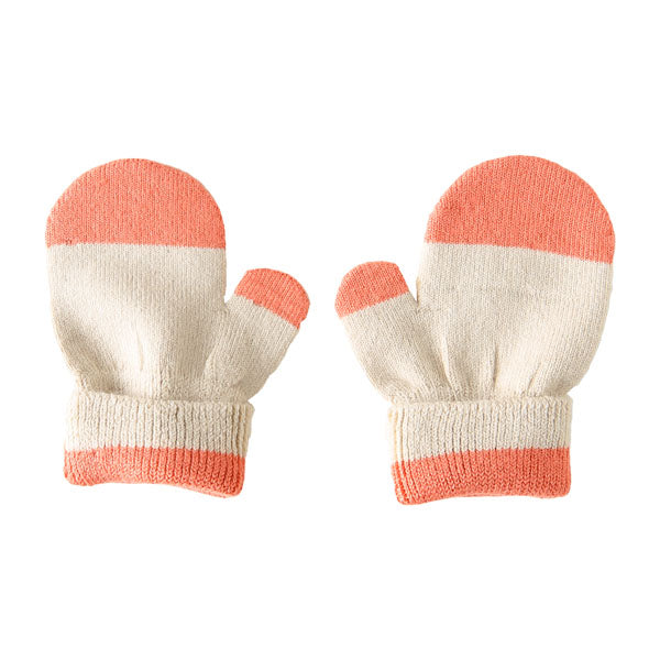 手袋 ニットミトン 防寒 | moc Mitten glove bicolor Caramel アイボリー×グレー
