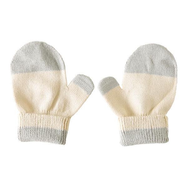 キッズミトン コットン 手袋 | moc Mitten glove bicolor Donut アイボリー×グレー