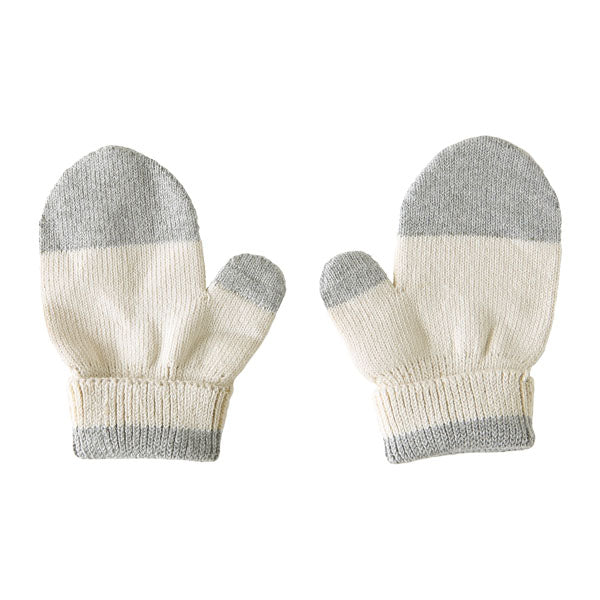 ベビーミトン ニット オーガニックコットン | moc Mitten glove bicolor Gummy アイボリー×ライトグレー