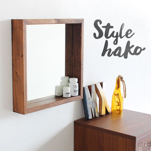 アンティーク加工の壁掛けミラー 箱型タイプ style hako| オーダー家具