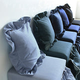 デニムクッション かわいい 日本製 | interior cushion frill three 45Fデニム【カバーのみ】