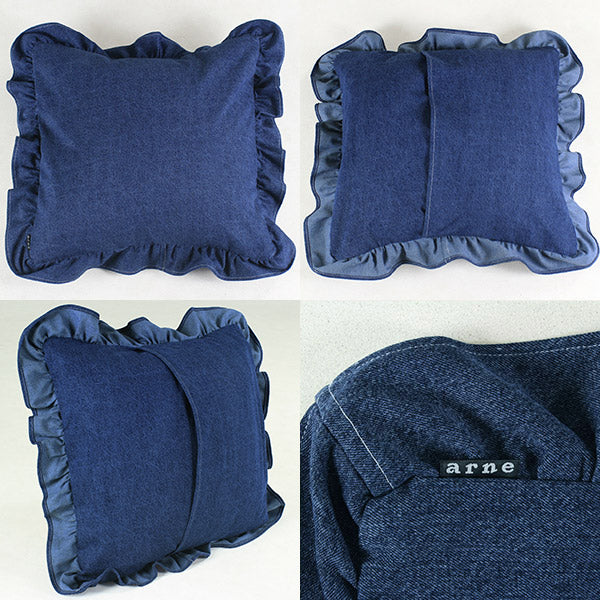interior cushion frill three 60Fデニム【カバーのみ】 | デニムクッション かわいい リビング