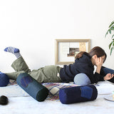 インテリアクッション 筒形 枕 | interior cushion bolster pocket 18R×40 中綿付き デニム生地