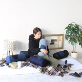 インテリアクッション 筒形 枕 | interior cushion bolster pocket 18R×40 中綿付き デニム生地