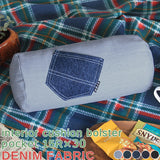 インテリアクッション 筒形 デニム | interior cushion bolster pocket 15R×30 中綿付き デニム生地