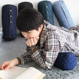 インテリアクッション 筒形 枕 | interior cushion bolster front hook 15R×30 中綿付き デニム生地