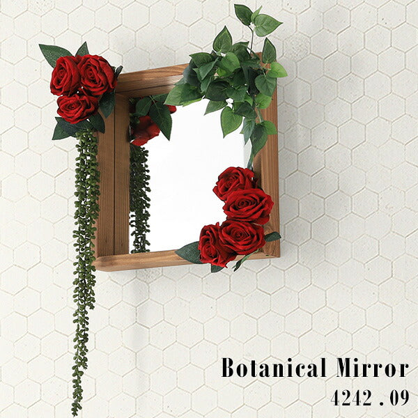 Botanical mirror4242 09 | 壁掛け 造花 赤