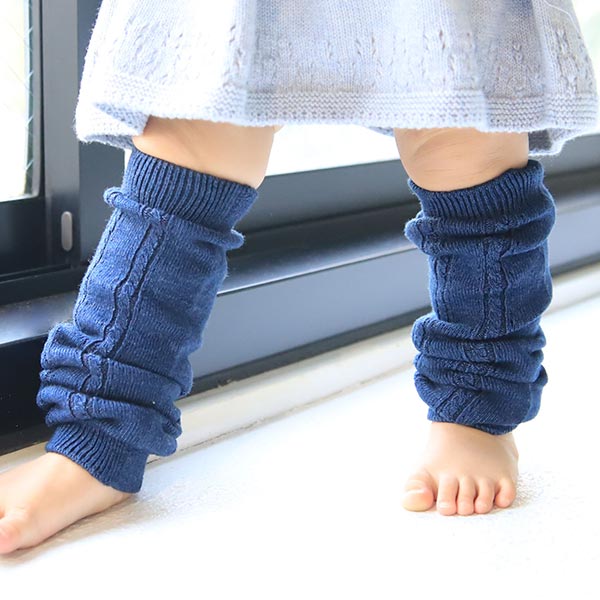 moc Knit leg warmers Cable Atype Denim | 子ども用 赤ちゃん ベビー