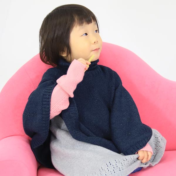 moc Kanoko Turtleneck poncho 80 Denim コバルトインディゴ